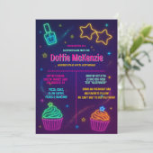 Invitation Fille Glow Neon Cupcake Clou Parti polonais Stwood (Debout devant)