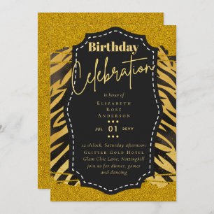 Invitation Fille Gold Parties scintillant Poster de animal An