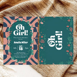Invitation Fille Groovy Oh ! Sous l'Océan Rétro Baby Shower