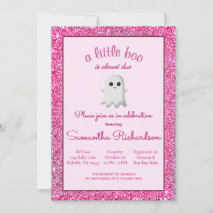Invitation Fille Halloween Baby shower mignon Fantôme Petit B
