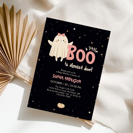 Invitation Fille Halloween Le Petit Boo Est Le Baby shower Dû