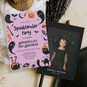 Invitation Fille Halloween Photo fête d'anniversaire