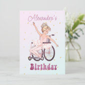 Invitation Fille handicapée Ballerina Anniversaire rose (Debout devant)