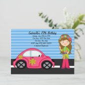 Invitation Fille hippie avec l'invitation avec des erreurs (Debout devant)