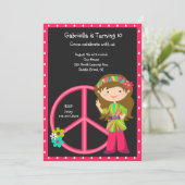 Invitation Fille hippie avec l'invitation de filles de signe (Debout devant)