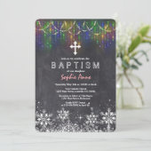 Invitation Fille Hiver Chaîne Lumières Flammes de neige Chalk (Debout devant)