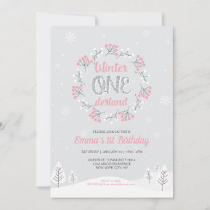 Invitation Fille Hiver Onederland 1er Anniversaire, Premier a