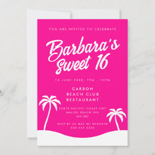 Invitation Fille Hot rose Summer Beach Party Sweet 16