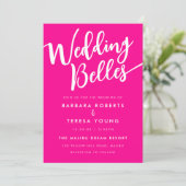 Invitation Fille Hot rose White Cloches Funny Lesbian Mariage (Debout devant)