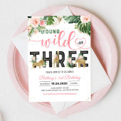 Invitation Fille Jeune sauvage et trois Anniversaire