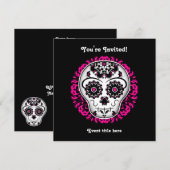 Invitation Fille jour de la fête du crâne du sucre mort (Devant / Derrière)