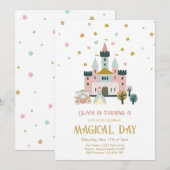 Invitation Fille Jour magique Château Princesse Anniversaire (Devant / Derrière)