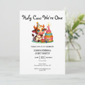 Invitation Fille jumeaux Vache sainte Nous sommes un 1er anni (Debout devant)