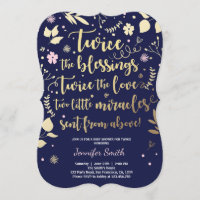 Fille jumelle de marine de rose d'or d'invitation