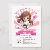 Invitation Fille Karate Martial Arts fête d'anniversaire (Devant)