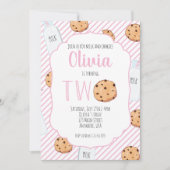 Invitation Fille Lait et Cookies Rose 2ème Anniversaire (Devant)