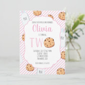 Invitation Fille Lait et Cookies Rose 2ème Anniversaire (Debout devant)