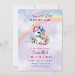 Invitation Fille Licorne Pastel de Rêve Anniversaire Jour Mag