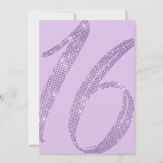 Invitation Fille Lilac Purple Sequin Parties scintillant Swee (Dos)