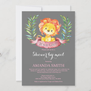 Invitation Fille Lion Baby shower par courrier