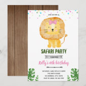 Invitation fille lion pastel (Devant / Derrière)