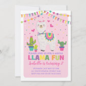 Invitation Fille Llama rose fête d'anniversaire Toute la Llam (Devant)