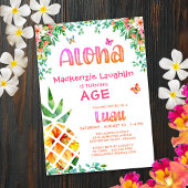 Invitation Fille luau tropicale Anniversaire Aloha Ananas
