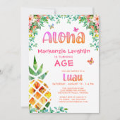 Invitation Fille luau tropicale Anniversaire Aloha Ananas (Devant)