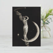 Invitation Fille Lune Art Nouveau vintage (Debout devant)