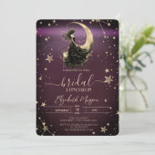 Invitation Fille Lune Céleste Étoiles Déjeuner Bourgogne (Debout devant)