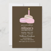 Invitation Fille Macarons roses Anniversaire (Devant)
