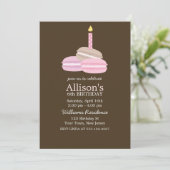 Invitation Fille Macarons roses Anniversaire (Debout devant)