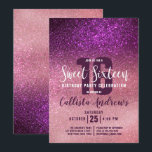 Invitation Fille Magenta Rose Triple Parties scintillant Ombr<br><div class="desc">Cette invitation à fêter un sweet sixteen féminin, moderne et scintillant est parfaite pour la journée spéciale de votre fille adolescente. Il présente un faux imprimé magenta-violet en rose rose dans un dégradé d'ombre à parties scintillant brillant rose vif. C'est chic, élégant, joli, unique et cool ; toutes les qualités...</div>
