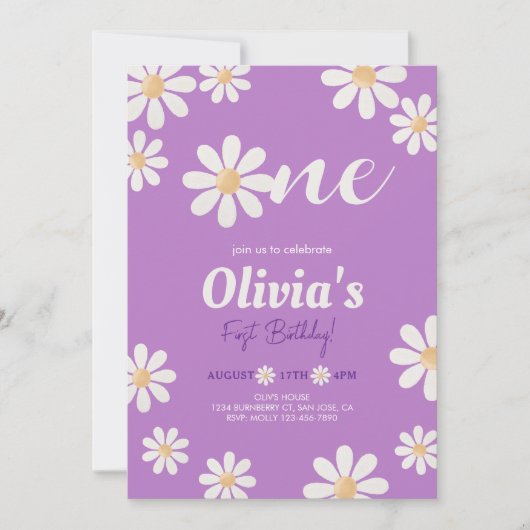 Invitation Fille marguerite (Devant)