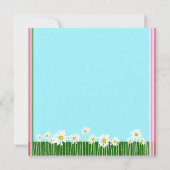 Invitation Fille marguerites douces Champ rose Vert Turquoise (Dos)