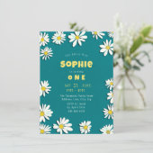 Invitation Fille marguerites sucrées Jaune Turquoise premier  (Debout devant)