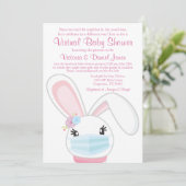 Invitation Fille Masque de Lapin Bébé Shower Virtuel de Bébé (Debout devant)