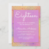 Invitation Fille mauve, rose et jaune 18e anniversaire (Devant)