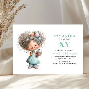 Invitation Fille Mignonne 2ème Anniversaire Fantaisie Violet 