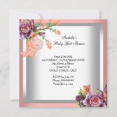 Invitation Fille mignonne Baby shower Fille Corail Peach 2 (Dos)