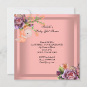 Invitation Fille mignonne Baby shower Fille Pêche de corail (Dos)