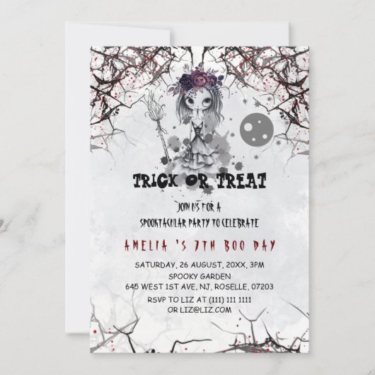 Invitation Fille mignonne Emo gothique anniversaire (Devant)
