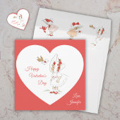 Invitation Fille mignonne et oiseau de la Saint-Valentin vint