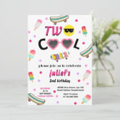 Invitation fille mignonne été doux deux cool 2e anniversaire (Debout devant)