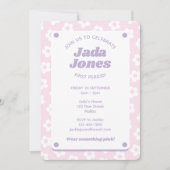 Invitation Fille mignonne Pastel Fleurs roses Première Périod (Devant)