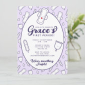 Invitation Fille mignonne Purple Menstrual Pad Première pério (Debout devant)
