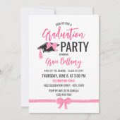 Invitation Fille mignonne Rose Bows Célébration de la graduat (Devant)