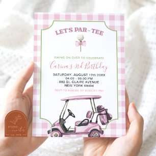Invitation Fille mignonne rose golf anniversaire Par-tee