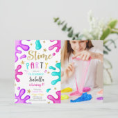 Invitation Fille mignonne Slime Party Anniversaire Photo (Debout devant)