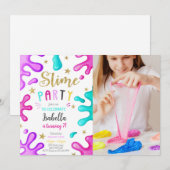 Invitation Fille mignonne Slime Party Anniversaire Photo (Devant / Derrière)